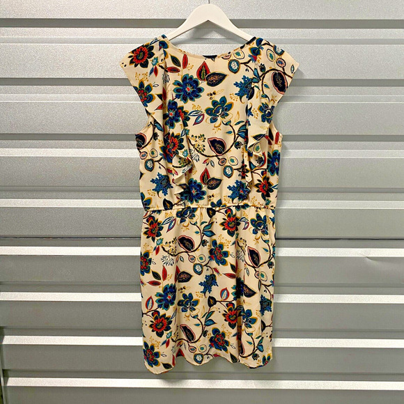 A New Day Floral Mini‎ Dress XL Ruffled Elastic Waist Pockets Lined Multi Color - Picture 5 of 7